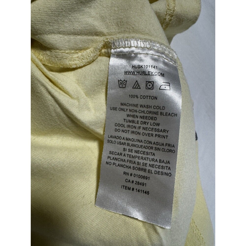 Hurley Men’s Graphic Print Polo Short Sleeve Cotton Button Collar L Yellow/Blue - Picture 6 of 6
